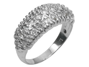 RHODIUM PLATED RING WITH ZIRCONIA