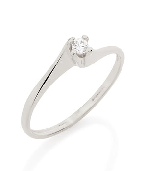 RHODIUM PLATED SOLITARY RING WITH ZIRCONIA