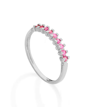RHODIUM PLATED RING WITH ZIRCONIA