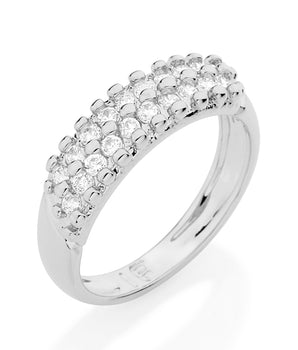 RHODIUM PLATED RING WITH ZIRCONIA