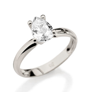 RHODIUM PLATED RING WITH ZIRCONIA