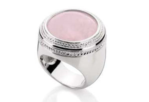 RHODIUM PLATED RING WITH STONE