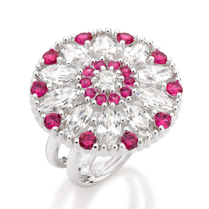 RHODIUM PLATED RING WITH ZIRCONIA