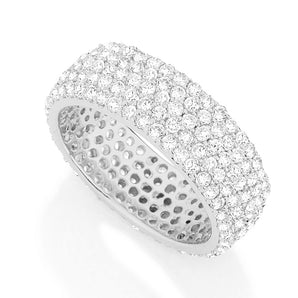 RHODIUM PLATED RING WITH ZIRCONIA
