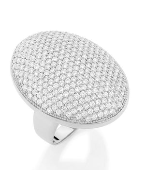RHODIUM PLATED RING WITH ZIRCONIA