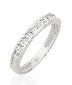 RHODIUM PLATED RING WITH ZIRCONIA