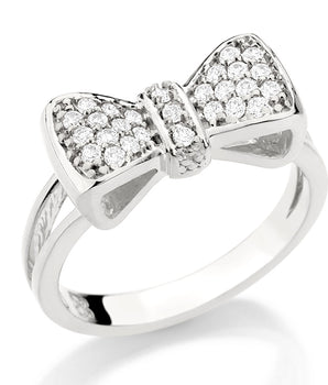 RHODIUM PLATED RING WITH ZIRCONIA