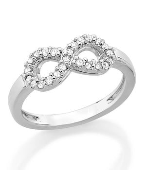 RHODIUM PLATED RING WITH ZIRCONIA