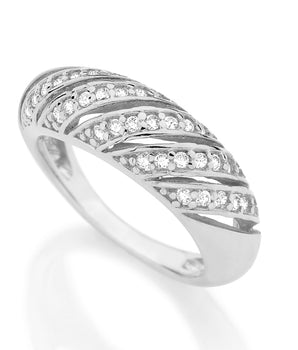 RHODIUM PLATED RING WITH ZIRCONIA