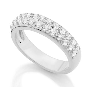 RHODIUM PLATED RING WITH ZIRCONIA