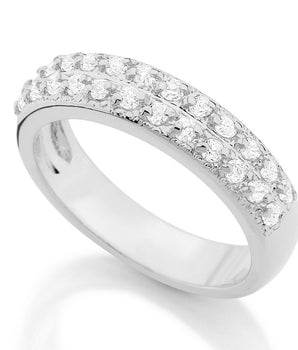 RHODIUM PLATED RING WITH ZIRCONIA