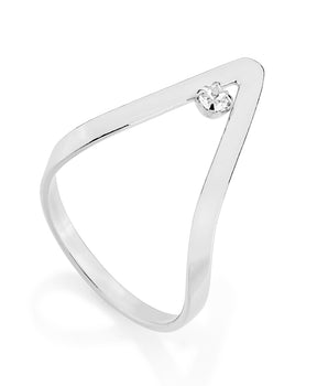 RHODIUM PLATED RING WITH CRYSTAL