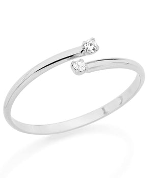 RHODIUM PLATED RING WITH CRYSTAL