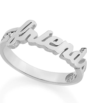 RHODIUM PLATED RING WITH ZIRCONIA