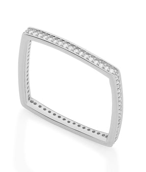 RHODIUM PLATED RING WITH ZIRCONIA