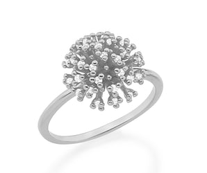 RHODIUM PLATED RING WITH ZIRCONIA