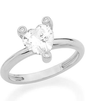 RHODIUM PLATED RING WITH ZIRCONIA