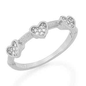 RHODIUM PLATED RING WITH ZIRCONIA