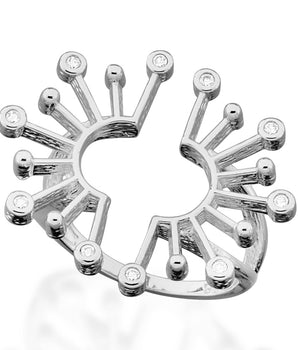 RHODIUM PLATED RING WITH ZIRCONIA
