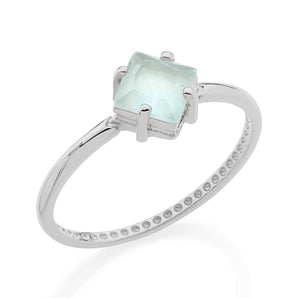 RHODIUM PLATED RING WITH CRYSTAL