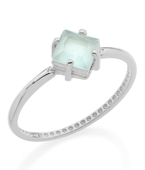 RHODIUM PLATED RING WITH CRYSTAL