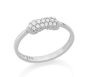 RHODIUM PLATED RING WITH ZIRCONIA