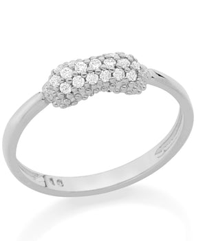 RHODIUM PLATED RING WITH ZIRCONIA