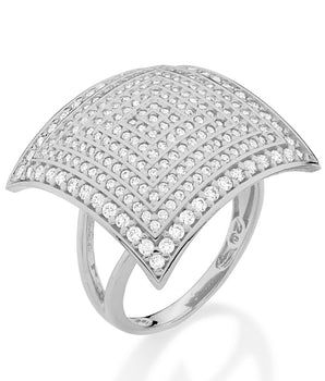 RHODIUM PLATED RING WITH ZIRCONIA