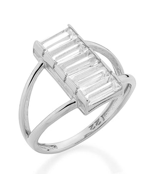 RHODIUM PLATED RING WITH CRISTALS