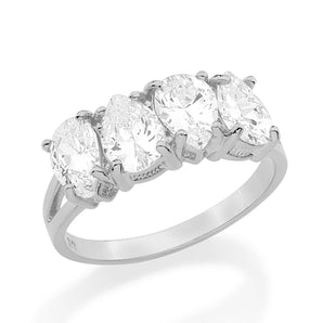 RHODIUM PLATED RING WITH ZIRCONIA