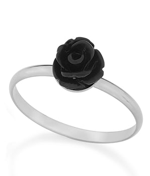 RHODIUM PLATED RING WITH STONE