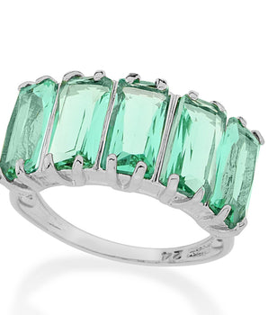 RHODIUM PLATED RING WITH CRYSTAL