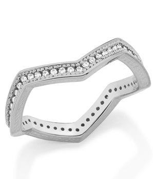 RHODIUM PLATED RING WITH ZIRCONIA