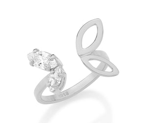 RHODIUM PLATED RING WITH ZIRCONIA