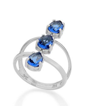 RHODIUM PLATED RING WITH CRYSTAL