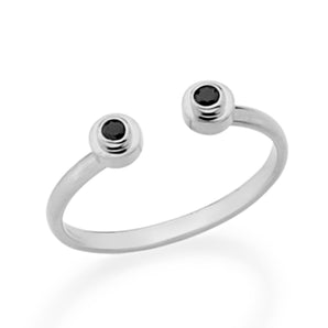 RHODIUM PLATED RING WITH ZIRCONIA