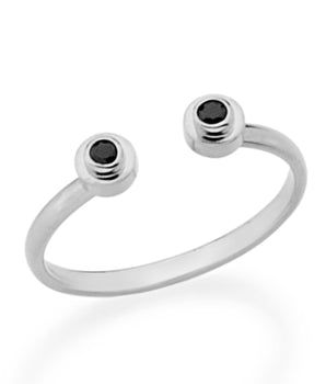 RHODIUM PLATED RING WITH ZIRCONIA