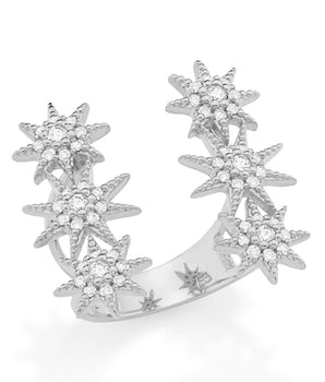 RHODIUM PLATED RING WITH ZIRCONIA