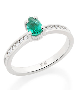 RHODIUM PLATED RING WITH CRYSTAL AND ZIRCONIA