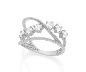 RHODIUM PLATED RING WITH ZIRCONIA