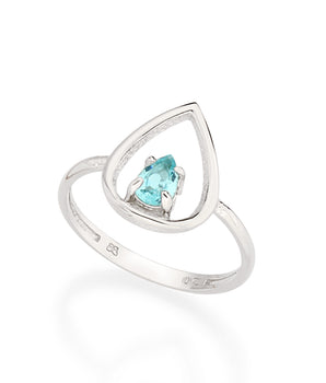 RHODIUM PLATED RING WITH CRYSTAL