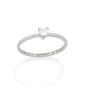 RHODIUM PLATED RING WITH ZIRCONIA