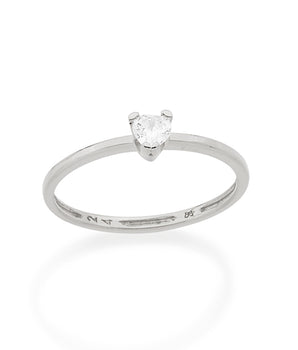 RHODIUM PLATED RING WITH ZIRCONIA