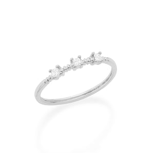 RHODIUM PLATED RING WITH ZIRCONIA