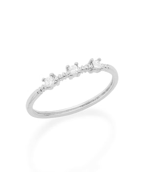 RHODIUM PLATED RING WITH ZIRCONIA