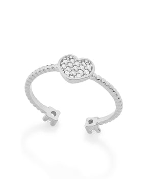 RHODIUM PLATED RING WITH ZIRCONIA