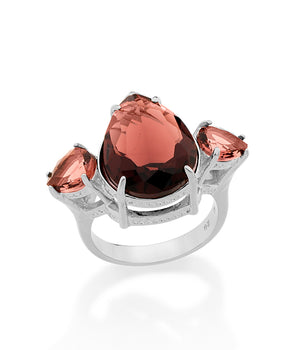 RHODIUM PLATED RING WITH CRYSTAL
