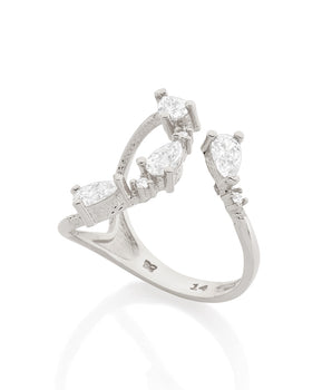 RHODIUM PLATED RING WITH ZIRCONIA