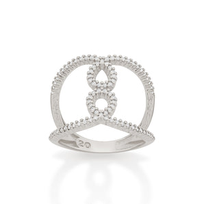 RHODIUM PLATED RING WITH ZIRCONIA