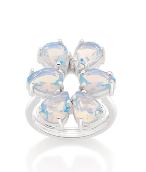 RHODIUM PLATED RING WITH CRYSTAL